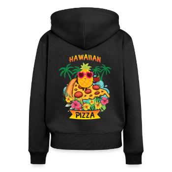 Pineapple Pizza Hawaiian Pizza Pineapple On Pizza - Frauen Premium Bio Zip Hoodie - Schwarz - Hinten - Julia (174cm)