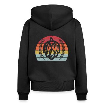 Baril de bière artisanale Retro Sunset Keg Home Brew - Sweat à capuche zippé Premium bio Femme - noir - Dos - Julia (174cm)