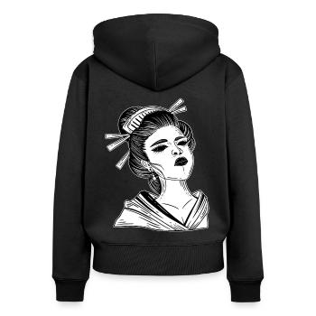 Schädel Skull Horror Japan Halloween Geisha - Women's Premium Organic Zip Hoodie - black - Back - Julia (174cm)