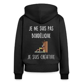Je ne suis pas bordélique, je suis créative - Sweat à capuche zippé Premium bio Femme - noir - Dos - Julia (174cm)