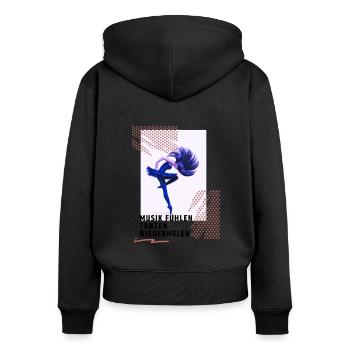 Dance, Musik fühlen, Tanzen, Wiederholen, Geschenk - Frauen Premium Bio Zip Hoodie - Schwarz - Hinten - Julia (174cm)