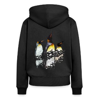 Groupe Penguin | Low Poly - Sweat à capuche zippé Premium bio Femme - noir - Dos - Julia (174cm)