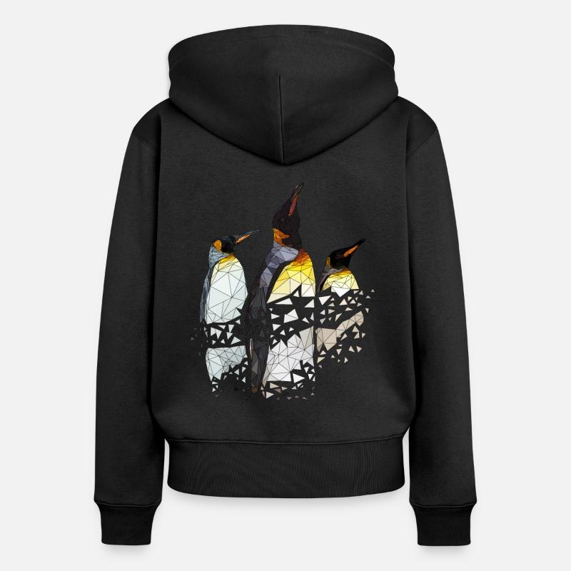 Penguin Group | Low Poly - Women's Premium Organic Zip Hoodie - black