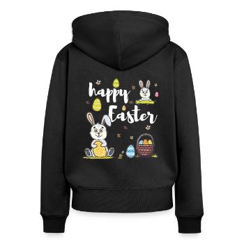 T-shirt de Pâques - Sweat à capuche zippé Premium bio Femme - noir - Dos - Julia (174cm)
