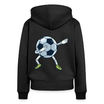 Tamponner le football - Sweat à capuche zippé Premium bio Femme - noir - Dos - Julia (174cm)