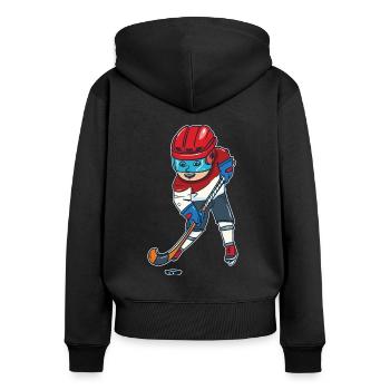 Eishockey - Frauen Premium Bio Zip Hoodie - Schwarz - Hinten - Julia (174cm)