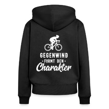 racer - Women's Premium Organic Zip Hoodie - black - Back - Julia (174cm)