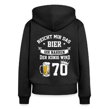 70 Bier Party Geburtstag Geschenk Idee - Frauen Premium Bio Zip Hoodie - Schwarz - Hinten - Julia (174cm)