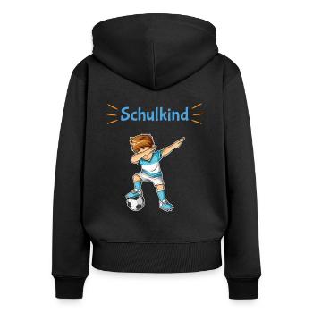 Schule Einschulung Schulanfang Schultüte Fußball - Frauen Premium Bio Zip Hoodie - Schwarz - Hinten - Julia (174cm)