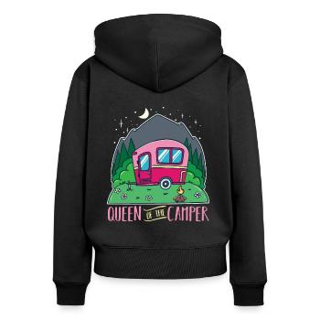 Caravanes camping car campeurs - Sweat à capuche zippé Premium bio Femme - noir - Dos - Julia (174cm)