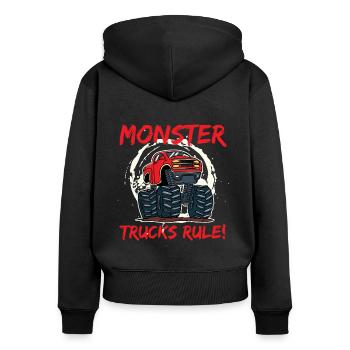 Monster Truck - Frauen Premium Bio Zip Hoodie - Schwarz - Hinten - Julia (174cm)
