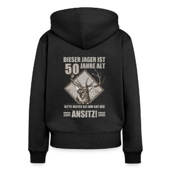 Witzig Lustig Jäger 50 Geburtstag Herren Geschenk - Frauen Premium Bio Zip Hoodie - Schwarz - Hinten - Julia (174cm)