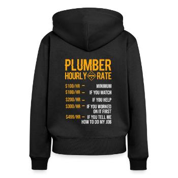 plombier - Sweat à capuche zippé Premium bio Femme - noir - Dos - Julia (174cm)