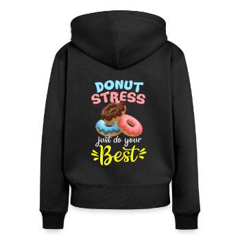 Donut - Frauen Premium Bio Zip Hoodie - Schwarz - Hinten - Julia (174cm)