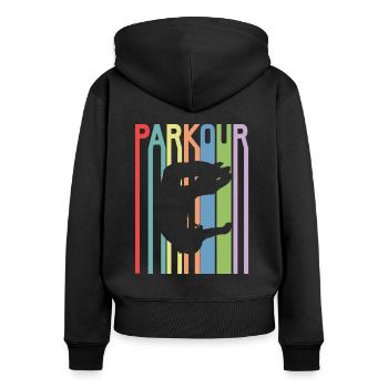 Parkour - Sweat à capuche zippé Premium bio Femme - noir - Dos - Julia (174cm)