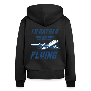 Pilot Flugzeug Fliegen - Frauen Premium Bio Zip Hoodie - Schwarz - Hinten - Julia (174cm)