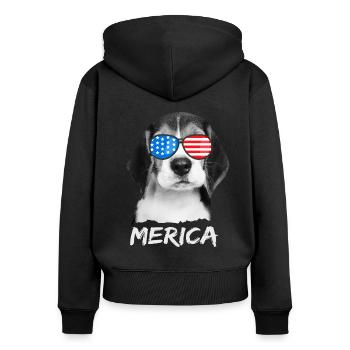 Beagle USA America Chien US États-Unis - Sweat à capuche zippé Premium bio Femme - noir - Dos - Julia (174cm)
