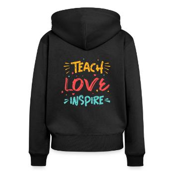 Lustige Lehrer Englisch Deutsch Geschenkidee - Frauen Premium Bio Zip Hoodie - Schwarz - Hinten - Julia (174cm)