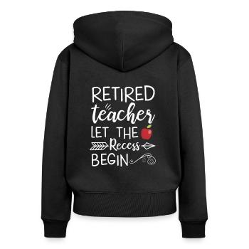 Pension d'enseignant - Sweat à capuche zippé Premium bio Femme - noir - Dos - Julia (174cm)