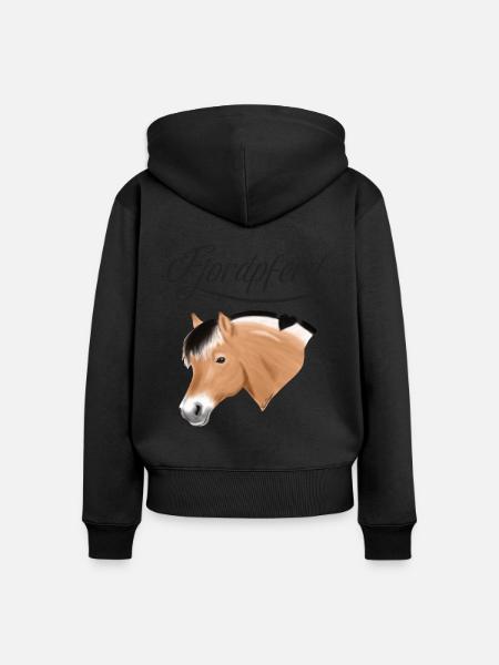 Fjordpferd Portrait - Frauen Premium Bio Zip Hoodie - Schwarz