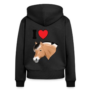 I love fjord horses design for horse fans - Women's Premium Organic Zip Hoodie - black - Back - Julia (174cm)