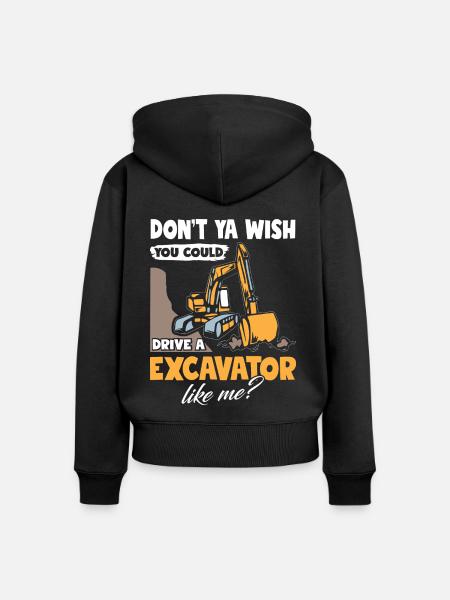 Drive Excavator - Frauen Premium Bio Zip Hoodie - Schwarz