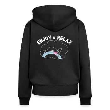Unicorn Licorne Enjoy & Relax - Sweat à capuche zippé Premium bio Femme - noir - Dos - Julia (174cm)