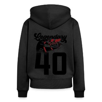 LEGENDARY 40 ANS DART LÉGENDE 1981 - Sweat à capuche zippé Premium bio Femme - noir - Dos - Julia (174cm)