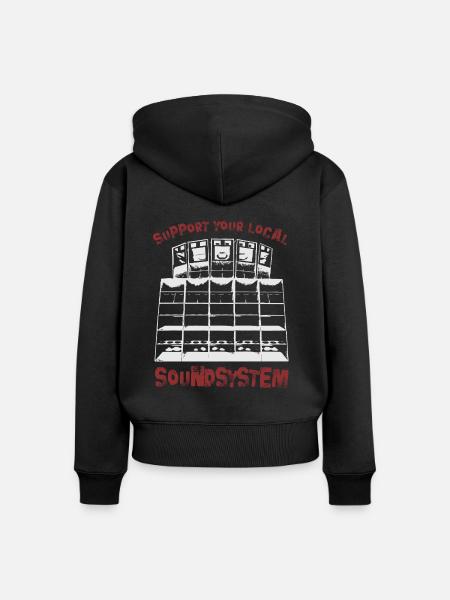 support your local soundsystem - Frauen Premium Bio Zip Hoodie - Schwarz