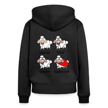 Unschaf Schaf Schafer Superschaf #Schafmania - Frauen Premium Bio Zip Hoodie - Schwarz - Hinten - Julia (174cm)