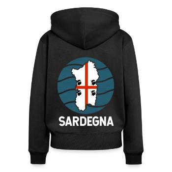 Drapeau de la Sardaigne - Sweat à capuche zippé Premium bio Femme - noir - Dos - Julia (174cm)