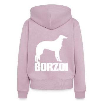Borzoi Barzoi Greyhound Race de chien - Sweat à capuche zippé Premium bio Femme - rose poudré - Dos - Julia (174cm)