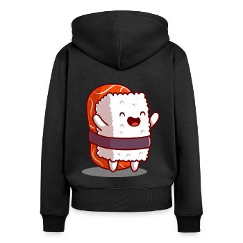 Sushi Japan Kawaii Essen Maki Liebhaber Geschenk - Frauen Premium Bio Zip Hoodie - Schwarz - Hinten - Julia (174cm)