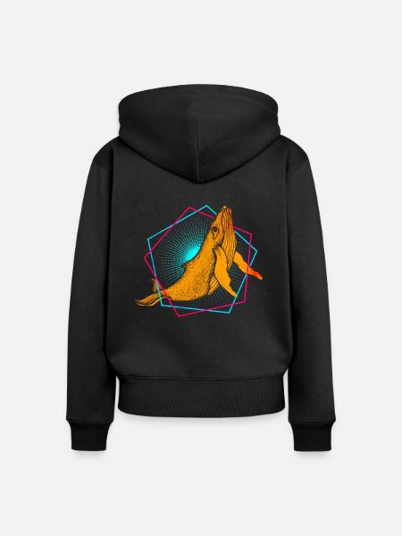 Buckelwal - Frauen Premium Bio Zip Hoodie - Schwarz