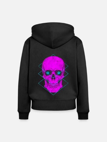 Vaporwave Schädel - Frauen Premium Bio Zip Hoodie - Schwarz