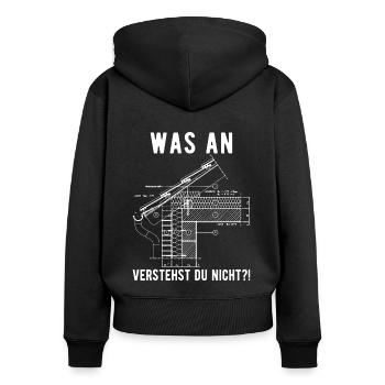 Dachdecker Bauzeichner Dachdeckermeister - Frauen Premium Bio Zip Hoodie - Schwarz - Hinten - Julia (174cm)