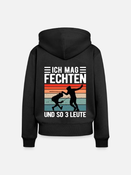 Fechten Lustiger Fechter Spruch - Frauen Premium Bio Zip Hoodie - Schwarz
