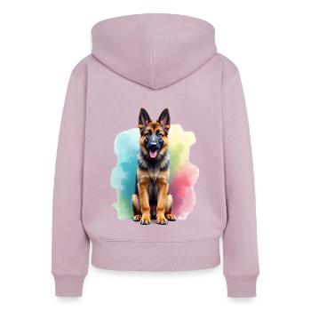 Deutscher Schäferhund Herrchen Schäferhund - Frauen Premium Bio Zip Hoodie - Altrosa - Hinten - Julia (174cm)