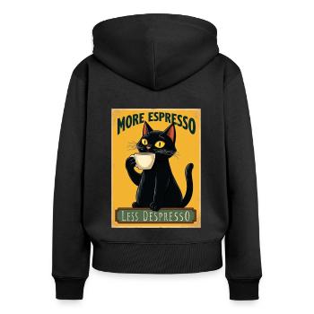 Amateurs de café Plus d’amateurs d’espresso - Sweat à capuche zippé Premium bio Femme - noir - Dos - Julia (174cm)