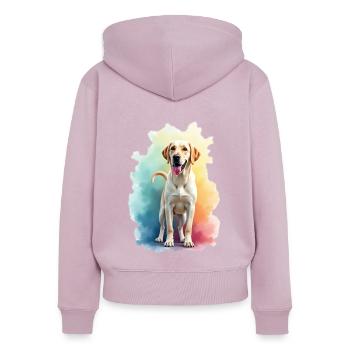 Labrador Retriever Chien Amoureux des chiens Propriétaire - Sweat à capuche zippé Premium bio Femme - rose poudré - Dos - Julia (174cm)
