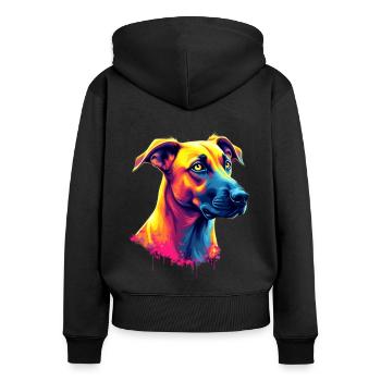 Rhodesian Ridgeback chien chien amoureux cadeau - Sweat à capuche zippé Premium bio Femme - noir - Dos - Julia (174cm)
