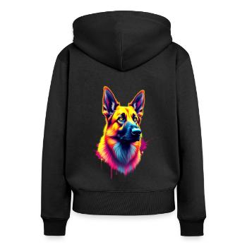 Berger Allemand Chien de Troupeau Chien Maître - Sweat à capuche zippé Premium bio Femme - noir - Dos - Julia (174cm)