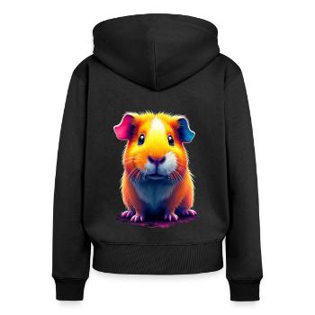 Meerschweinchen Meerschwein Haustier - Frauen Premium Bio Zip Hoodie - Schwarz - Hinten - Julia (174cm)