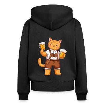 Katze mit Bier Katzenliebhaber Volksfest - Frauen Premium Bio Zip Hoodie - Schwarz - Hinten - Julia (174cm)