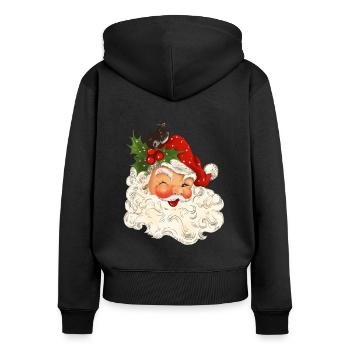 Noël Joyeux Noël Vintage Père Noël - Sweat à capuche zippé Premium bio Femme - noir - Dos - Julia (174cm)