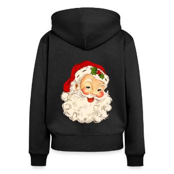 Noël Joyeux Noël Vintage Père Noël - Sweat à capuche zippé Premium bio Femme - noir - Dos - Julia (174cm)