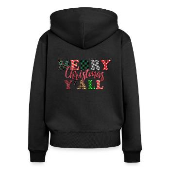 Noël Joyeux Noël - Sweat à capuche zippé Premium bio Femme - noir - Dos - Julia (174cm)