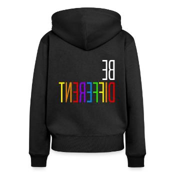 LGBT Gay Pride Lesbian Seien Sie andere Geschenkidee - Frauen Premium Bio Zip Hoodie - Schwarz - Hinten - Julia (174cm)