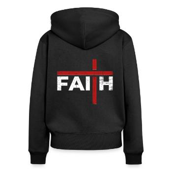 Jesus Christ Christian Design Cross Faith - Women's Premium Organic Zip Hoodie - black - Back - Julia (174cm)