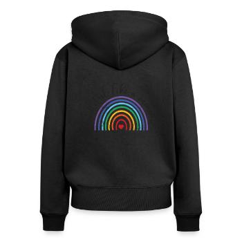 BEAUTIFUL AS RAINBOW LGBT PRIDE SAYING GIFT - Women's Premium Organic Zip Hoodie - black - Back - Julia (174cm)